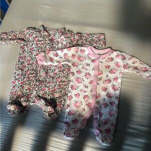 Ralph Lauren and  Pink Floral Baby One-Piece Romper - Pack of 2